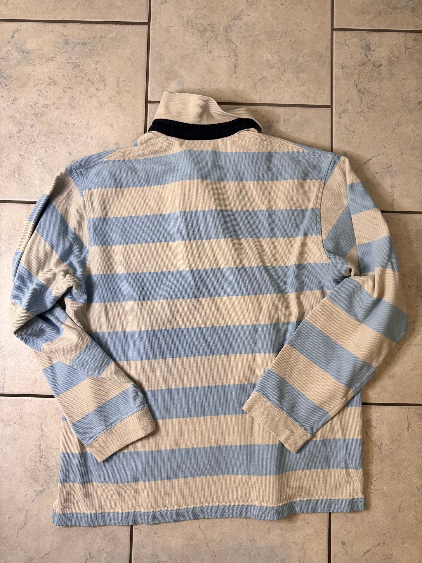 preloved Lacoste Sweatshirt mit Streifenmuster – Blau/Beige
