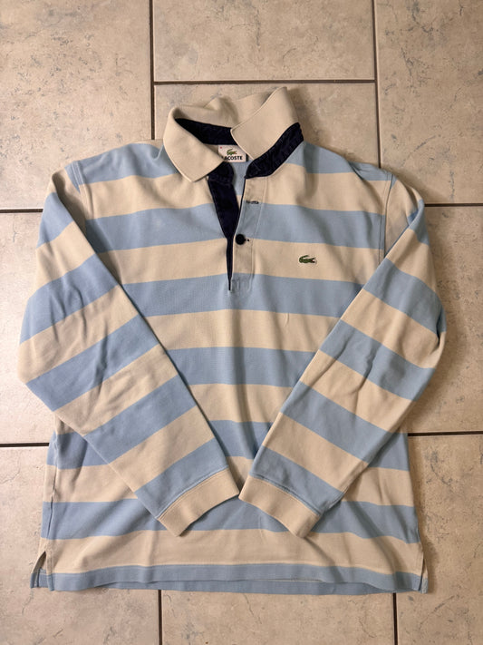 preloved Lacoste Sweatshirt mit Streifenmuster – Blau/Beige